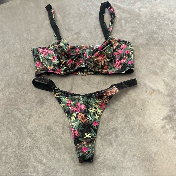 NEW Victoria’s Secret Floral Shine Strap Wicked Push Up thong Bikini 4745 - Picture 8 of 13